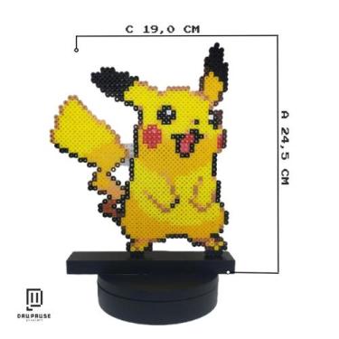 Imagem de Pokémon Pikachu Grande em Píxel - Pixel Art com Miçangas - Decoração N