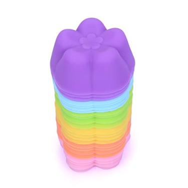 Imagem de Mini panela de abafar BakeBaking – Moldes de cupcake de silicone reutilizáveis de 5 cm, pacote com 24 unidades – Conjunto de panelas de bolo de truffle para assar pequenas em 6 cores, Pink, Orange, Yellow, Green, Blue, Purple, Mini Plum Blossom, 24