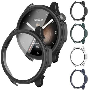 Imagem de RiYHM Capa protetora de tela para smartwatch Amazfit Balance, [pacote com 4] amortecedor de policarbonato rígido e acessórios de substituição de filme de vidro temperado para Amazfit Balance