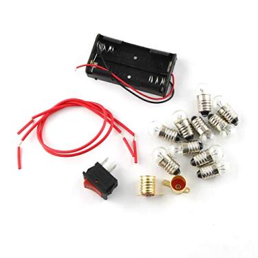 Imagem de E-outstanding Electrical Circuit Experiment Tools Physics Science Lab Basic Circuit Learning Starter Kit Electricity Experiment Set 10 3.8V Bulb, 1 Battery Box, 1 Switch Button, 2 Wires, 2 Lamps