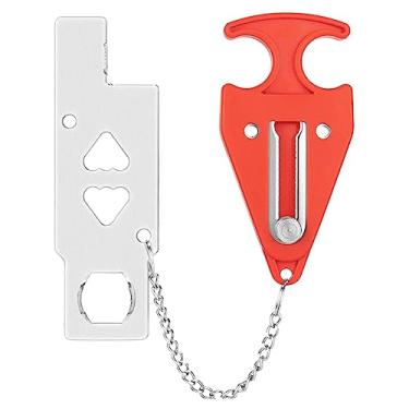Imagem de Kigauru Fechadura de porta portátil de aço inoxidável sem perfuração, segurança doméstica de hotel para viajantes, batente de porta de hotel de alta resistência para evitar entrada não autorizada,