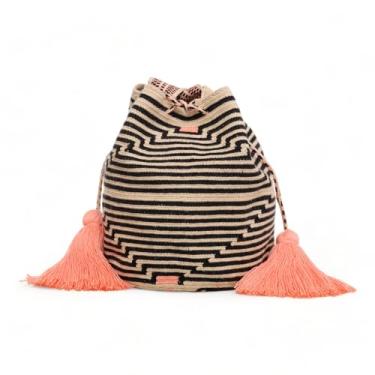 Imagem de GRANDE – Bolsa wayuu neutra para mulheres, bolsa tejida original colombiana autêntica padrão de crochê presente da Colômbia (design 14 - grande), Design 14 - Grande