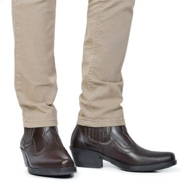 Imagem de Bota Botina masculino Texana Bico Fino Quadrado Cano Curto Rodeio Mont