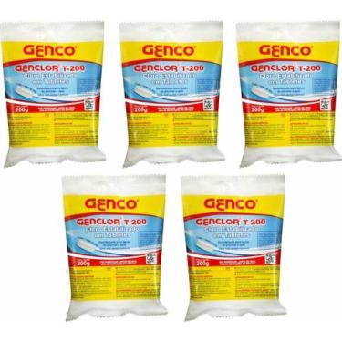 Imagem de Kit 5 Pastilha Pedra Tablete de Cloro Estabilizado Genclor T-200 Genco