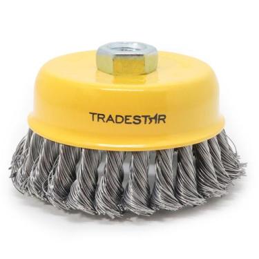 Imagem de Escova De Aço P/ Esmerilhadeira Lixadeira Copo 64 mm M14 - Tradestar
