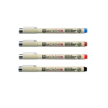 Imagem de Caneta Nanquim Pigma Micron Sakura 0,5 Kit C/ 4 Cores