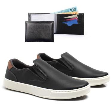 Imagem de Sapatenis Casual Slip On Masculino Com Carteira Tenis Moderno Macio Di