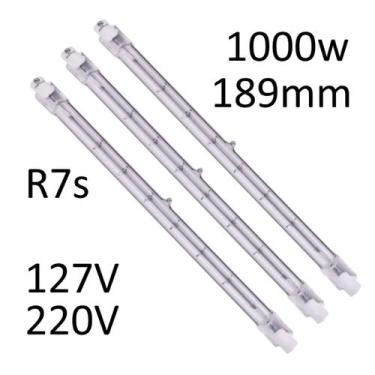 Imagem de kit 3 Lâmpadas Halógena Palito 1000w 189mm R7s 127V/220V Empalux, 110V
