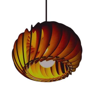 Imagem de Luminária Teto tipo Pendente GÉRBERA MDF - Completa - CORALISA, Marrom