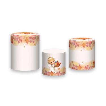 Imagem de Trio de Capas de Cilindro - Anjinho Folhas de Outono Batizado 008 - Vi