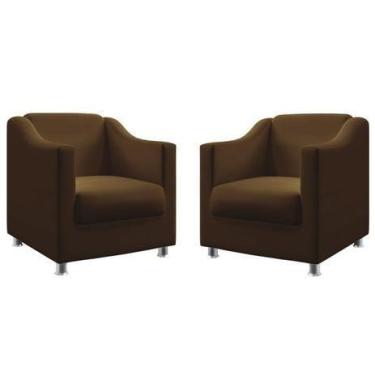 Imagem de 2 Cadeiras Decorativa Tilla Área De Lazer Suede Tabaco - Kimi Design