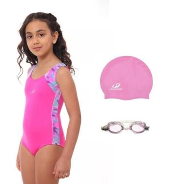 Imagem de Kit Maiô Com Detalhe Infantil, Óculos UV e Touca Natação GH03JR Hammer
