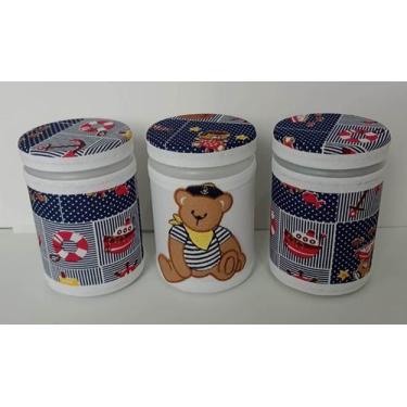 Imagem de Kit Decorativo de Pote Infantil Bichos, com 3 potes. - Laços Elias, Ma
