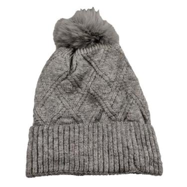 Imagem de Touca De Lã Lisa Forrada Adulto Feminina Com Pompom Pelúcia de Frio In