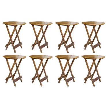 Imagem de Kit 8 Mesas de Madeira Bistrô Dobravel Ideal para Bar e Restaurante Me