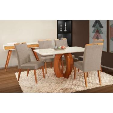 Imagem de Mesa de jantar + 6 cadeiras Paris Tampo 160 cm capuccino - Gran Decore