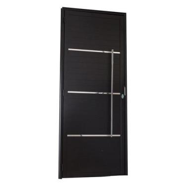 Imagem de Porta de Giro Lambri em Alumínio 215 x 104 x 6 cm Puxador e Friso Esqu