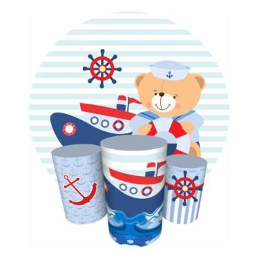 Imagem de Trio Capas Cilindro + Painel 1,50m Ursinho Marinheiro - Fadrix