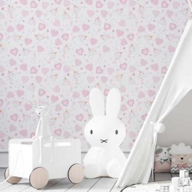 Imagem de Papel de Parede Adesivo Coração, Unicórnio N03101 0,58X2,5M - Adesivo 