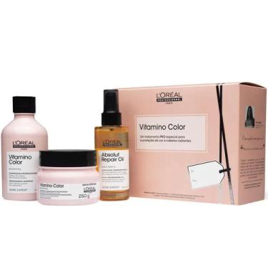 Imagem de Kit LOréal Vitamino Color - Shampoo 300ml + Máscara 250g + Óleo 10-in1