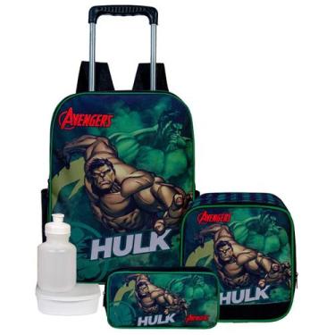 Imagem de Kit Mochila Escolar Infantil De Carrinho De Hulk+Lancheira - JM Crianc
