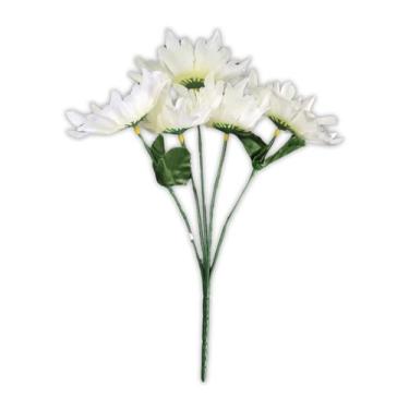 Imagem de Buquê Flor Artificial Dália 5 Galhos - 26cm - Fertin, Branco