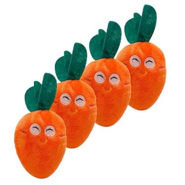Imagem de Jinshining 4 peças de brinquedos macios para cães e gatos de cenoura fofa, brinquedos de pelúcia para cães e gatos com sons de vários rangidos, suprimentos para filhotes de estimação, brinquedos de