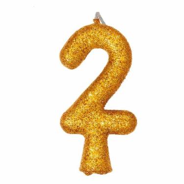 Imagem de Vela de Aniversário Puro Glitter Dourada - Festcolor, 2