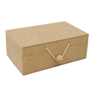 Imagem de Kit 10 Caixa Retanguar Tampa Dobradiça e Elástico 14,5x9x5,5 Mdf Madei