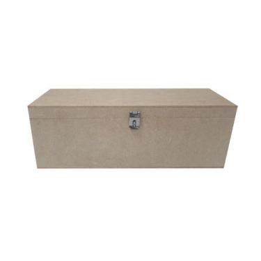 Imagem de Caixa Retangular para Vinho com Dobradiça e Fecho 33x11x11 Mdf Madeira