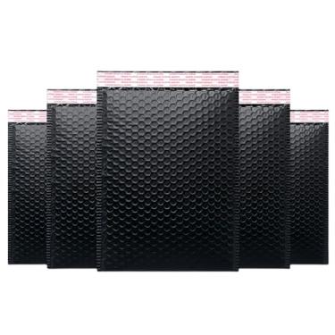 Imagem de Envelopes pequenos com bolhas de 9,5 x 15,9 cm, pacote com 12 envelopes acolchoados, pacotes de correspondência empresariais opacos, autovedantes, sacos de envio boutique (preto)