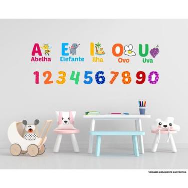 Imagem de Adesivo Vogais e Números Infantil - PRESENTE-BRINDE