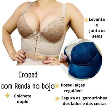 Imagem de Cropped Rendado Efeito Levanta Seios - Fanáticos Por Cintas, Bege, P, 