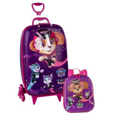 Imagem de Kit Mochila Rodinhas Lancheira Patrulha Canina 3D Skye Jet - Diplomata