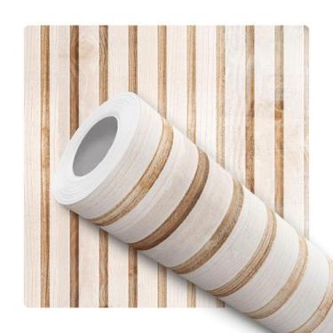 Imagem de Papel De Parede Adesivo Lavável Ripado Madeira Natural  - DELIQUADROS,