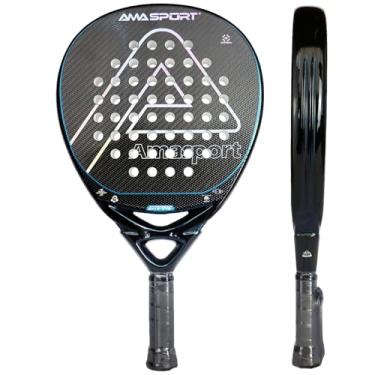 Imagem de AMA SPORT Raquete de padel com superfície de fibra de carbono 3K com memória EVA Flex Foam Core Raquete de tênis de padel leve (azul 3K)