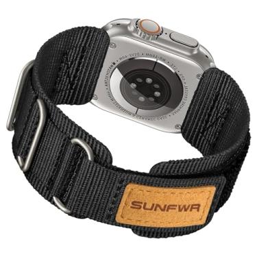 Imagem de SUNFWR Pulseira masculina de nylon resistente para Apple Watch séries 11/10/9/8/7/6/5/4/3/2/1/SE de 42 mm (série 11/10) de 41 mm, 40 mm, 38 mm