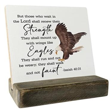 Imagem de Gkwa Placa de Madeira com Citação Cristã, Isaías 40:31- Mas Aqueles Que Esperam No Senhor, Placa com Suporte de Madeira, Placa de Madeira Significativa para Presente, Placa de Made (, Isaías 40:31 01)