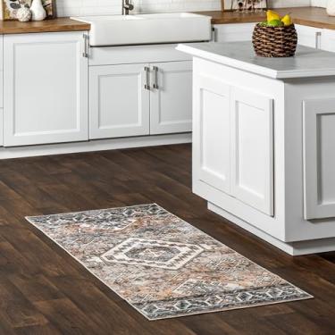 Imagem de nuLOOM Bowie Tapete de corredor com estampa tribal lavável à máquina, 6 x 3 m, ferrugem