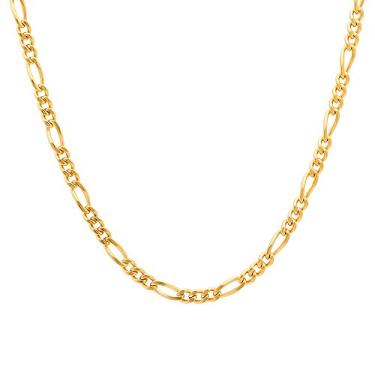 Imagem de Colar de corrente de elos fígaro de aço inoxidável dourado ou branco - escolha de estilo, One Size, Metal, Sem Pedra Preciosa