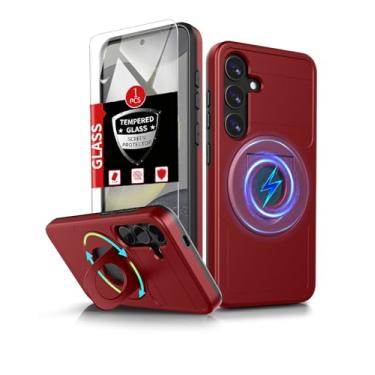 Imagem de FRLMOOES Capa magnética para Samsung Galaxy S24 Plus compatível com carregamento MagSafe sem fio, com protetor de tela, capa para S24+Plus com anel de suporte, antiarranhões, à prova de choque,