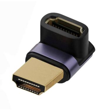 Imagem de xiwai HDMI 8K macho para HDMI 2.1 fêmea vertical 90 graus acima ângulo UHD adaptador de extensão suporta HDTV 8K 60hz