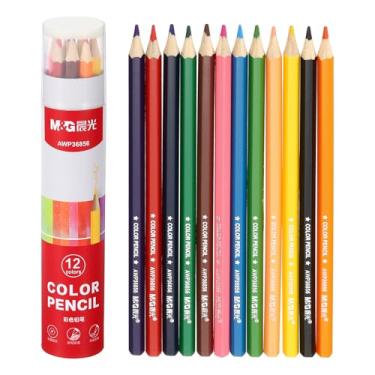 Imagem de M&G Conjunto de lápis de cor com 12 cores, 12 peças de lápis de cor à base de óleo, materiais de arte para iniciantes e adultos, presentes de livros de colorir com suporte de lápis vermelho