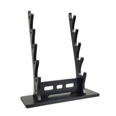 Imagem de EHJRE Suporte para espada de samurai, decoração, suporte para flauta, base, acessórios, organizador de armazenamento para sabre de luz, coleção de suportes , Preto 5 Camadas