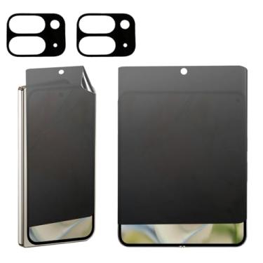 Imagem de Pacote com 2 + 2 protetores de tela foscos para Google Pixel 9 Pro Fold, anti-peep, 1 peça externa + 1 película macia interna + 2 peças de protetor de lente