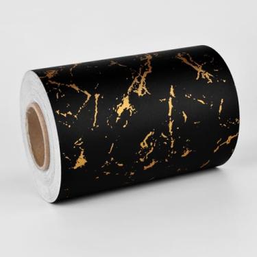 Imagem de Wallercity Papel de parede de borda para banheiro acabamento de borda à prova d'água mármore bancada papel de contato autoadesivo bordas para espelho de cozinha acabamento corredor preto/dourado 9,94