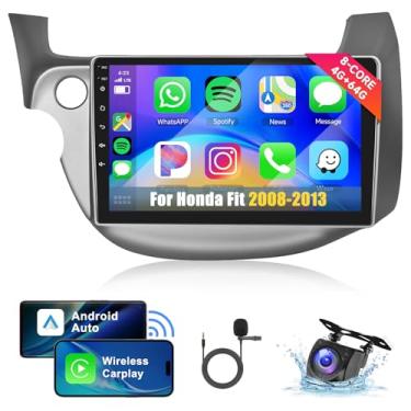 Imagem de Som automotivo 8Core4+64G para Honda Fit 2008-2013 sem fio CarPlay/Android Auto Android com tela sensível ao toque IPS Qualcomm de 10,1 polegadas, BT5.1, DSP Hi-Res, GPS, SWC, câmera de backup para