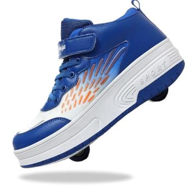 Imagem de Yogeeft Tênis infantil com rodas – 4 em 1 Light-Up Roller Shoes com LED recarregável por USB para presentes de festa de Natal na escola, Azul 992, 18