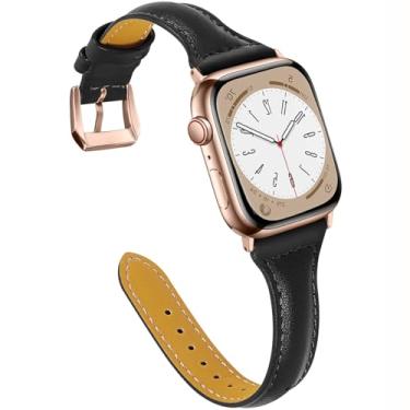 Imagem de OULUCCI Pulseiras de couro femininas compatíveis com Apple Watch Ultra, SE SE2 séries 11, 10, 9, 8, 7, 6, 5, 4, 3, 2 e 1 de 38 mm, 40 mm, 41 mm, 42 mm, 44 mm, 45 mm, 46 mm, 4, 3, 2 e 1