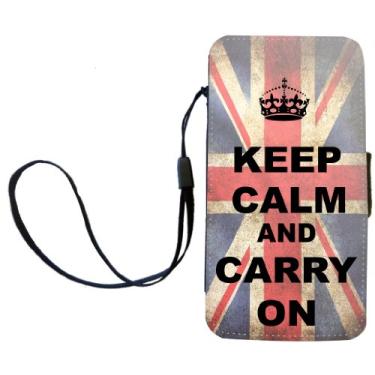 Imagem de Rikki Knight Capa carteira Keep Calm and Carry On bandeira britânica com aba magnética para Apple iPhone 4 e 4s
